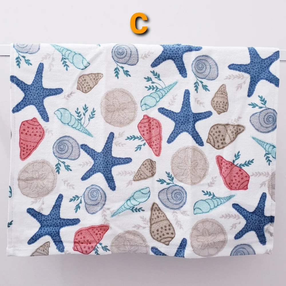 #9131-C ●NEW! Seashells starfish Hang'N'Snap Hand Towel🤍Select snap